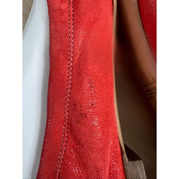AGL ATTILIO GIUSTI LEOMBRUNI Orange Leather Flats Size 39 (8.5) Cap Toe Ballet - Picture 6 of 14